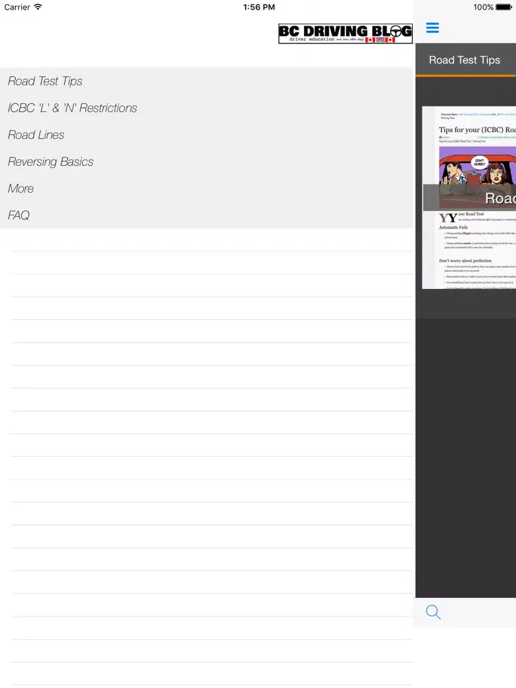 Screenshot di BC Driving Blog iPad 