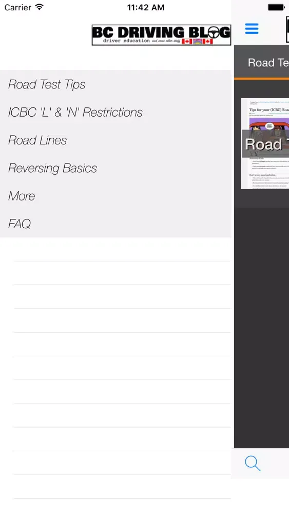 Screenshot di BC Driving Blog