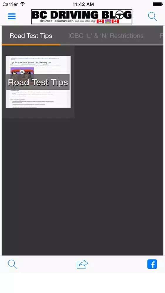 Screenshot di BC Driving Blog