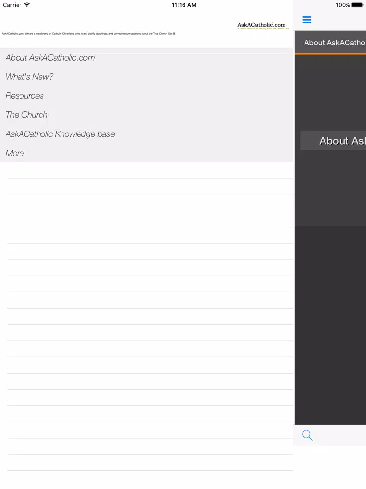 AskACatholic.com iPad  Screenshots