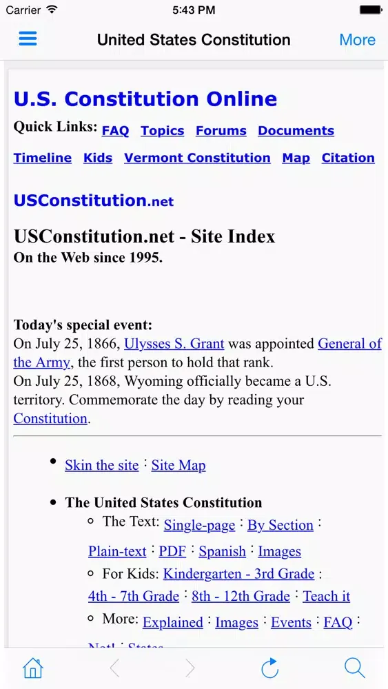 Zrzuty ekranu U.S. Constitution - usconstitution.net