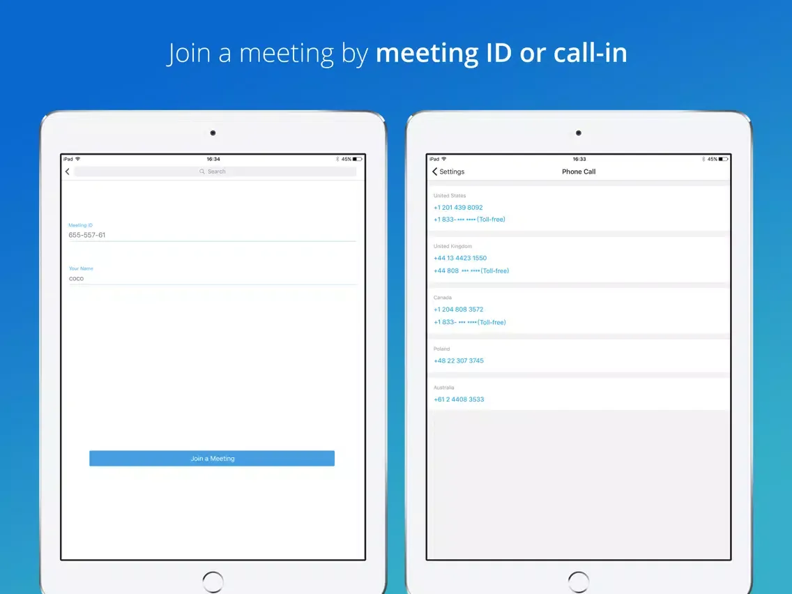 Tangkapan skrin ezTalks Video Meetings iPad 