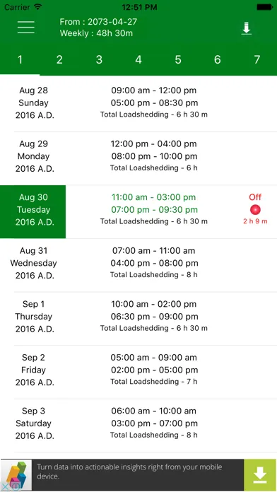 Captures d'écran de Nepal Loadshedding Schedule