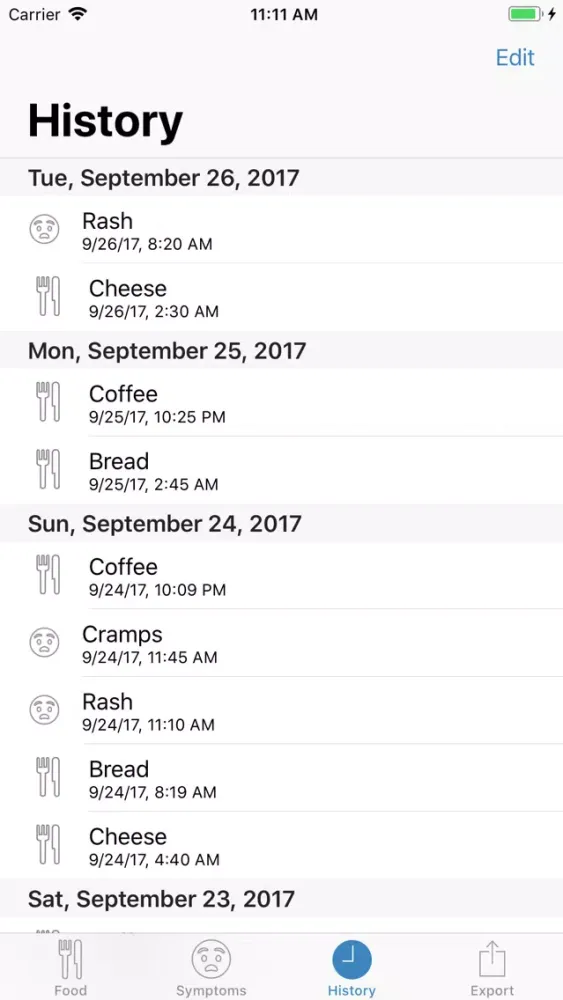 Captures d'écran de Food and Symptom Log
