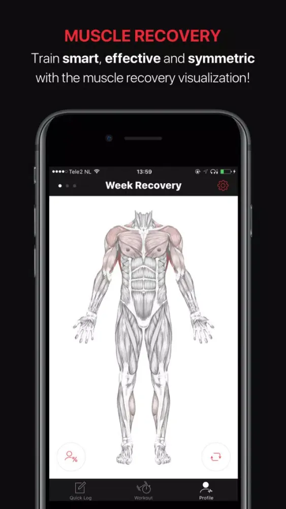Ảnh chụp màn hình của Musso - Gym Log, Body Recovery and Workout Builder
