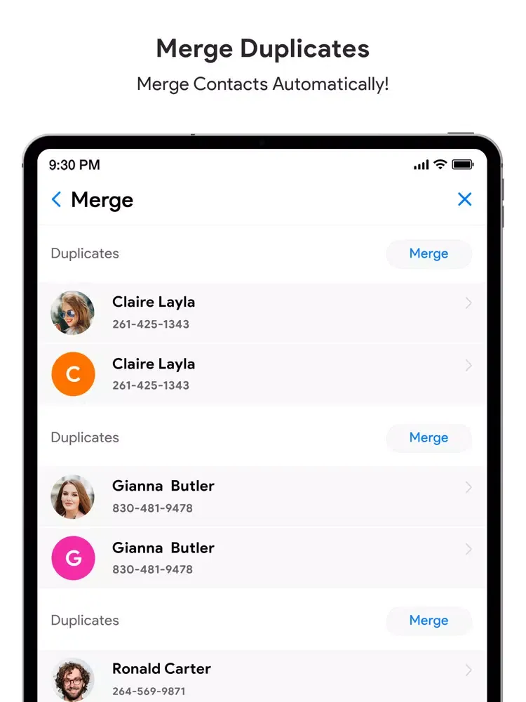 Contacts+ Backup and Transfer iPad  Screenshots