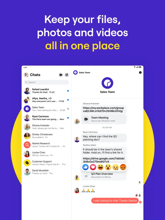 Zrzuty ekranu Workplace Chat from Meta iPad 
