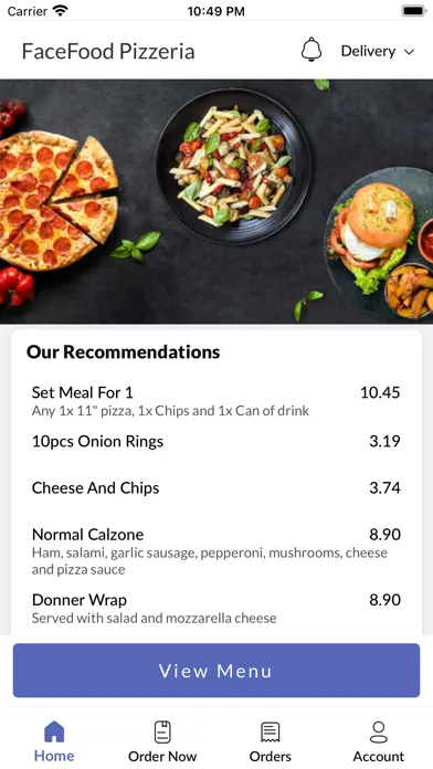 Zrzuty ekranu FaceFood Pizzeria