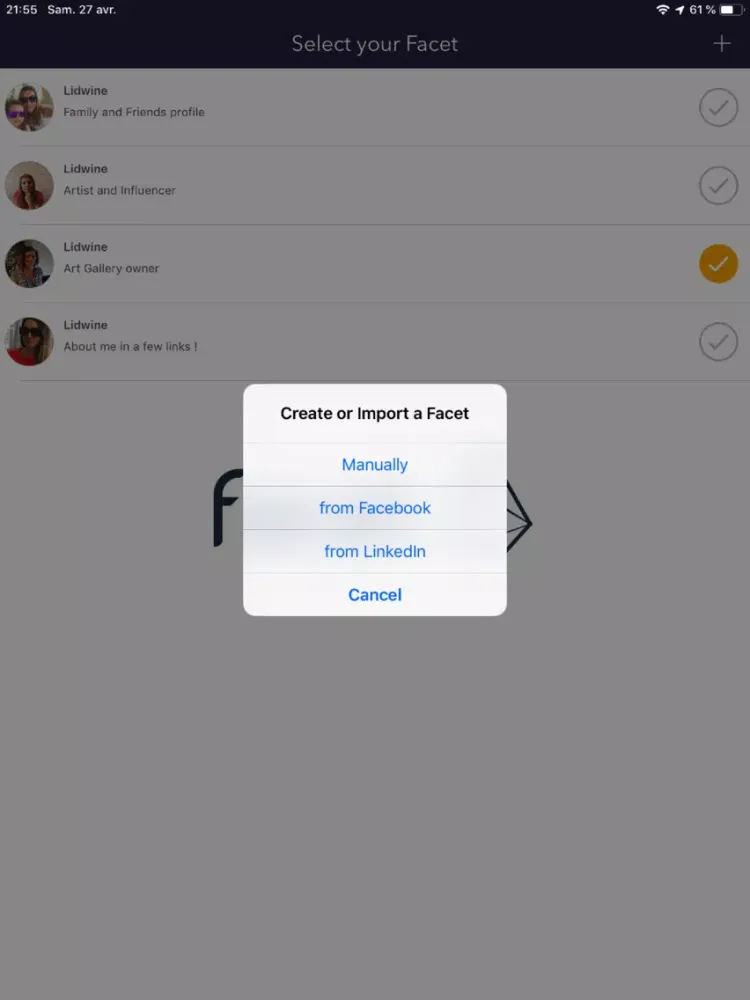 Tangkapan skrin Facet - Meet & Remember iPad 