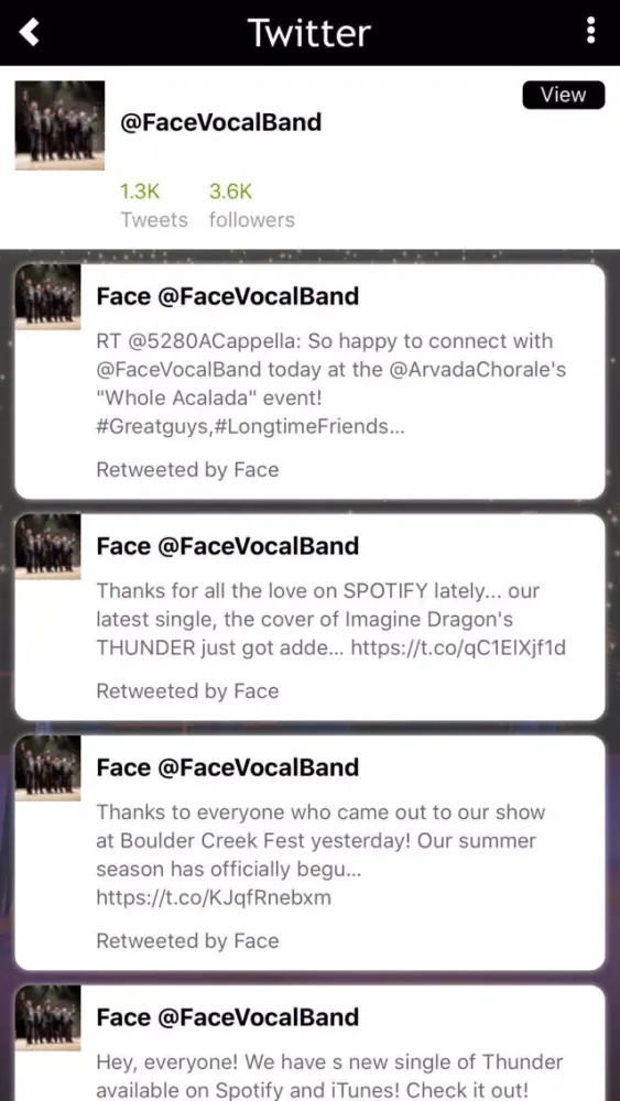 Zrzuty ekranu face vocal band