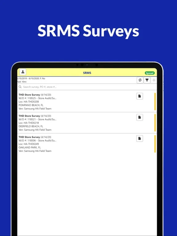 SRMS Surveys iPad  Screenshots