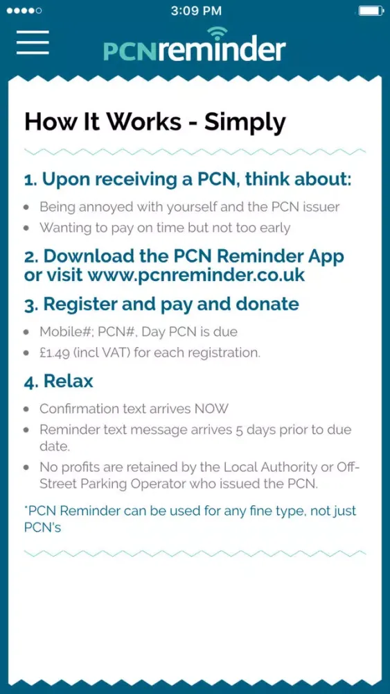 PCN Reminder Ekran Görüntüleri