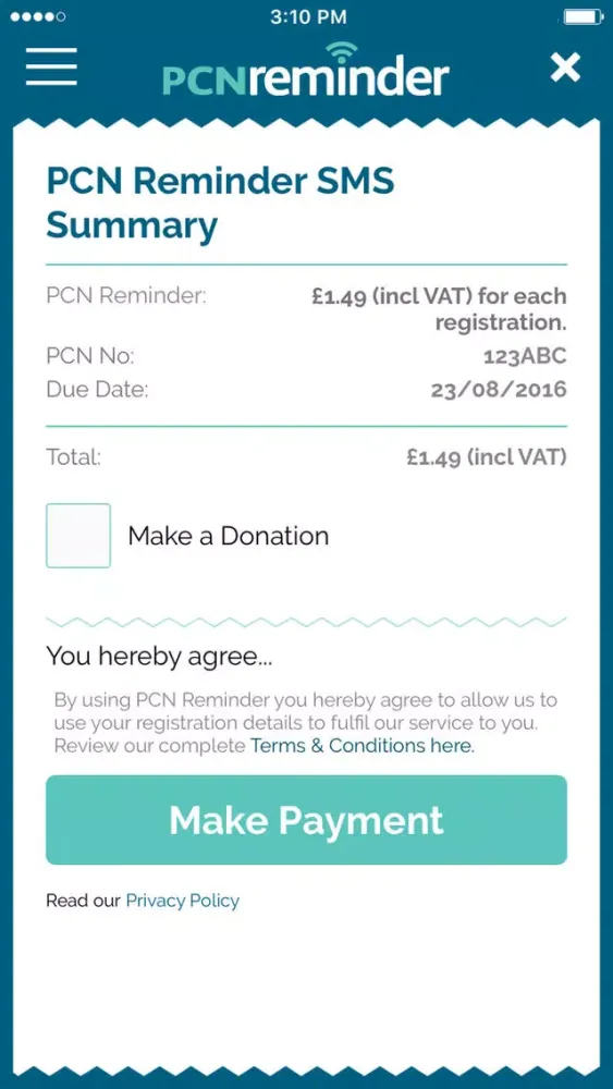 PCN Reminder Ekran Görüntüleri