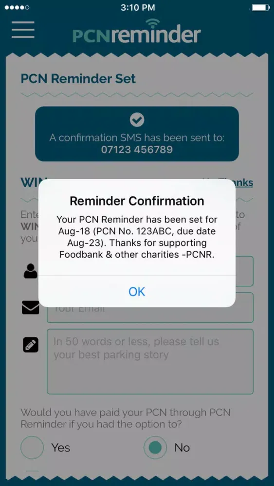 PCN Reminder Ekran Görüntüleri