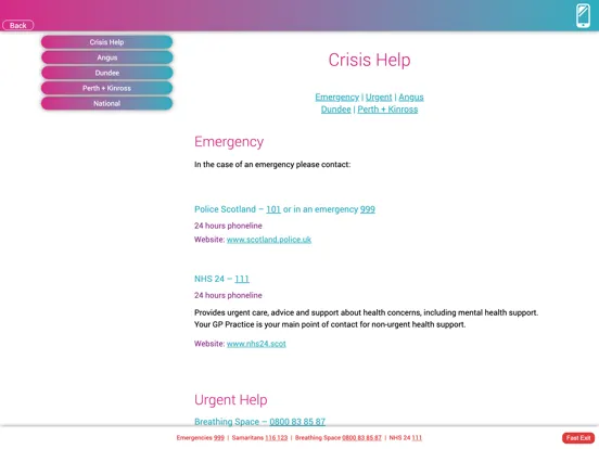 Capturas de tela do Suicide? Help! Tayside iPad 