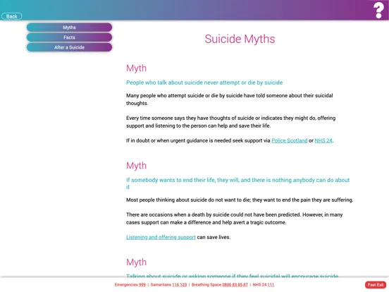 Capturas de tela do Suicide? Help! Tayside iPad 