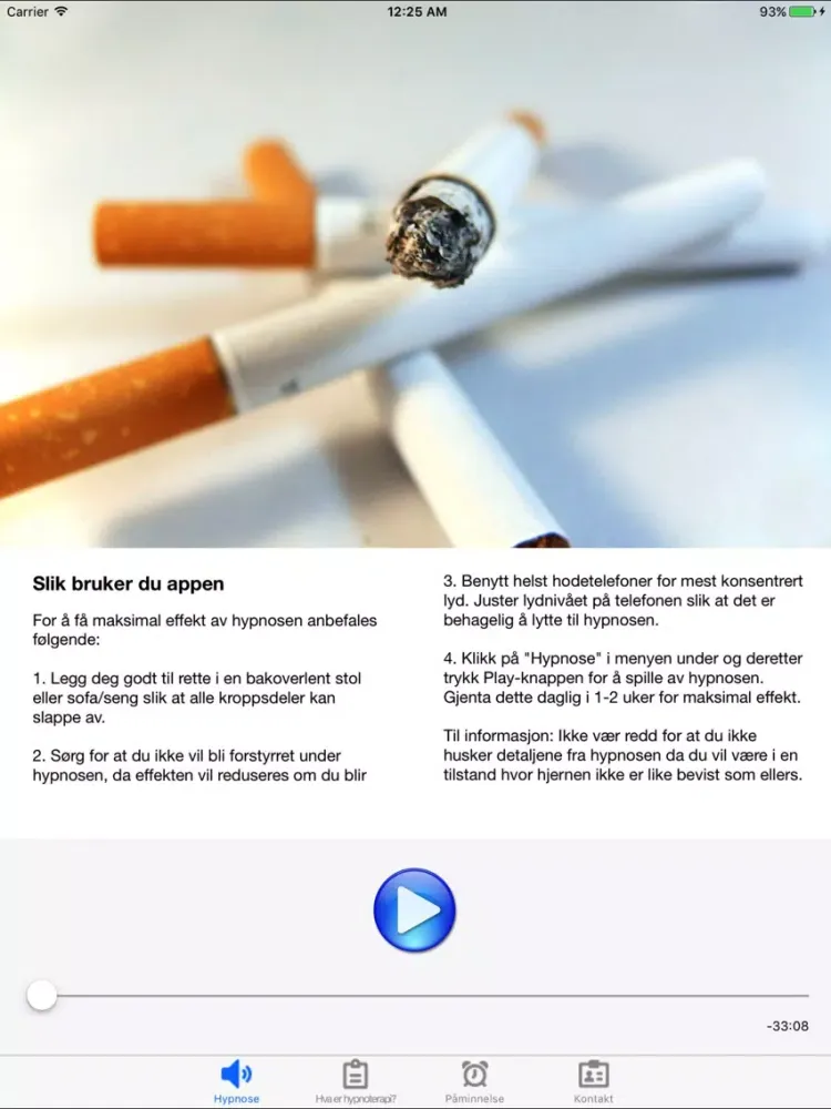 Capturas de tela do Røykeslutt med Hypnoterapi iPad 