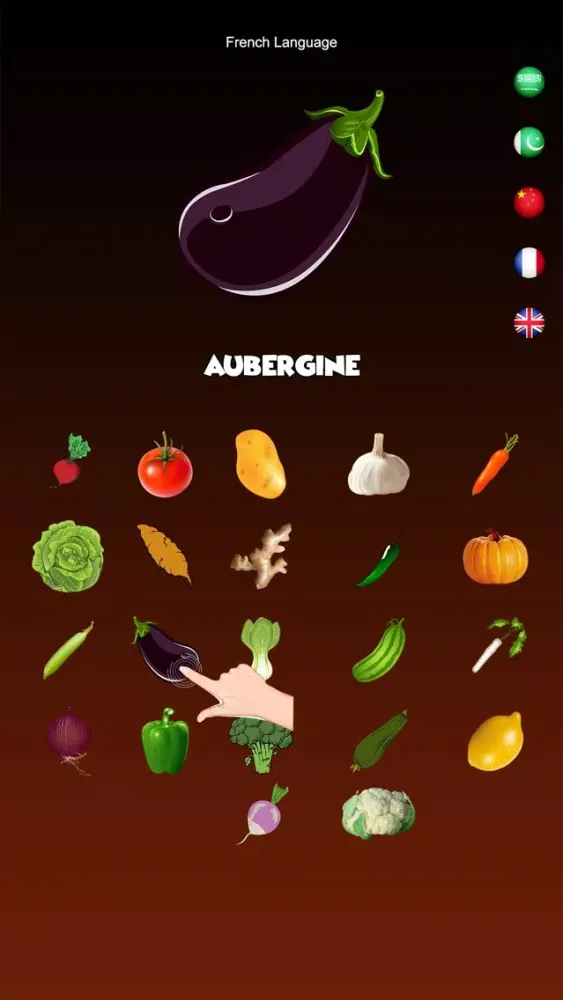 Ảnh chụp màn hình của Vegetables Dictionary Multi