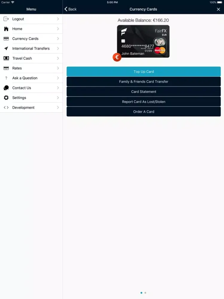 Tangkapan skrin FairFX iPad 