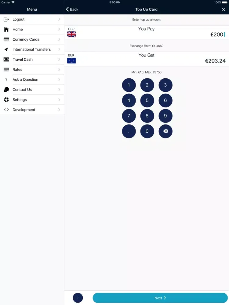 Tangkapan skrin FairFX iPad 