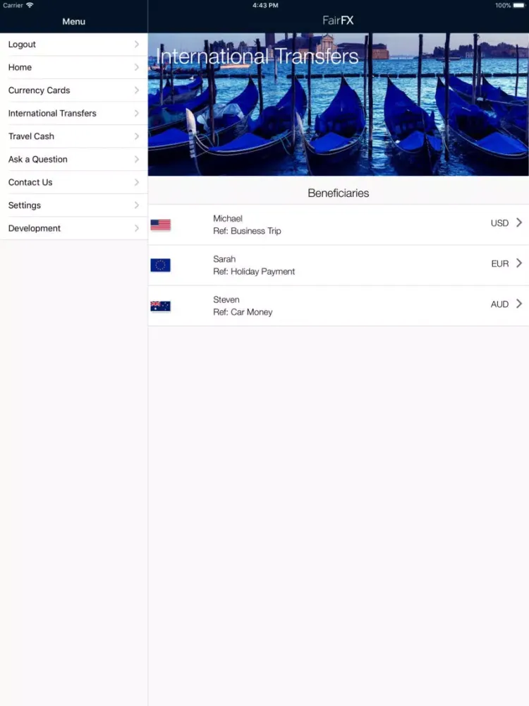 Tangkapan skrin FairFX iPad 