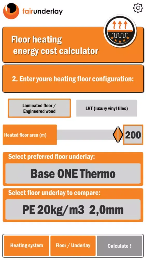 Tangkapan skrin Floor Heating Calculator