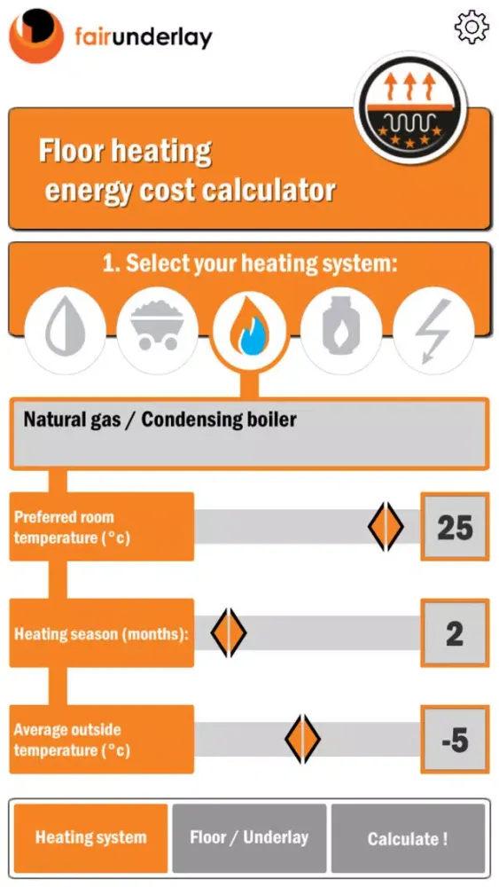 Tangkapan skrin Floor Heating Calculator