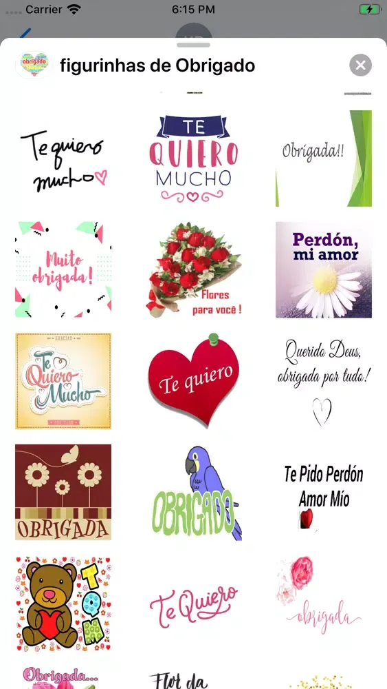 Capturas de pantalla de figurinhas de Obrigado