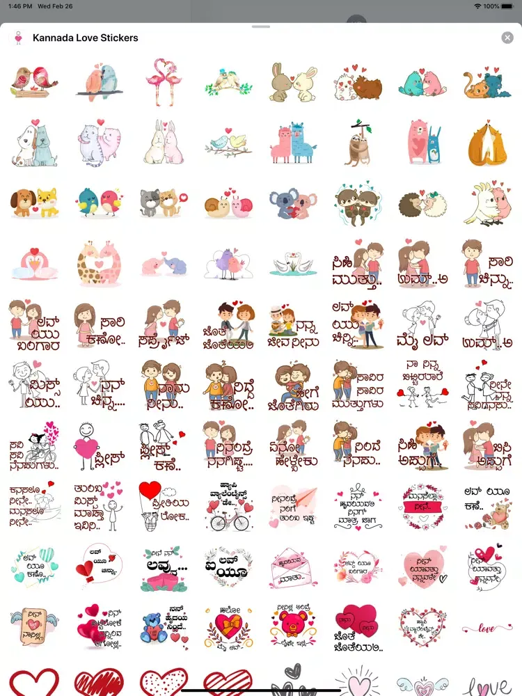 Capturas de tela do Kannada Love Stickers iPad 