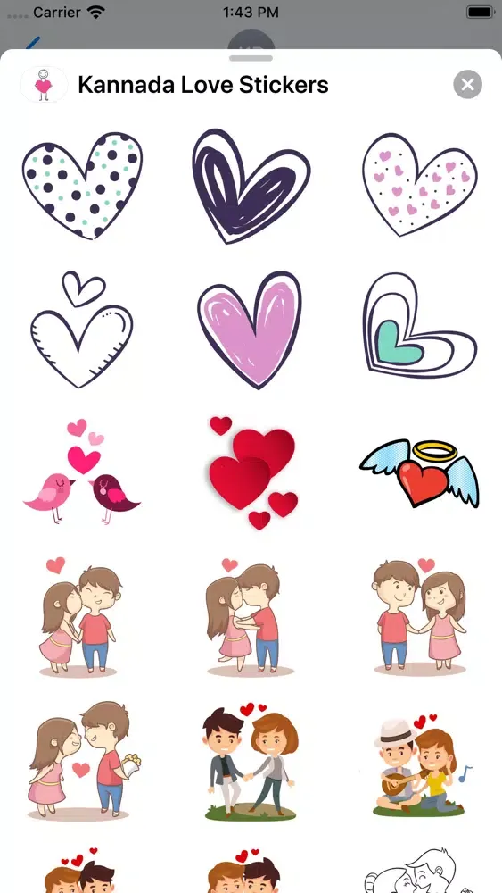 Capturas de tela do Kannada Love Stickers