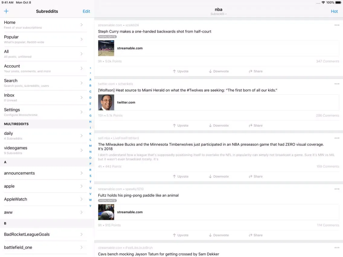 Monochrome for Reddit iPad  Ekran Görüntüleri