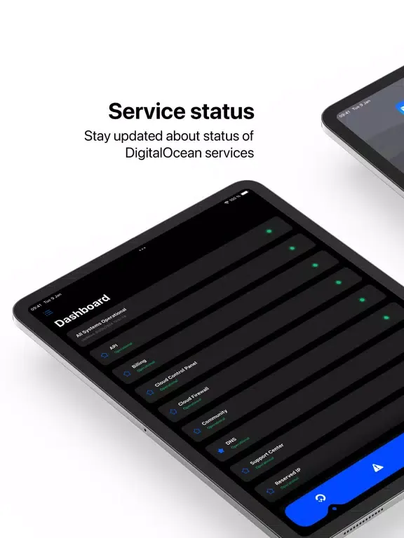 Capturas de tela do Status for DigitalOcean iPad 