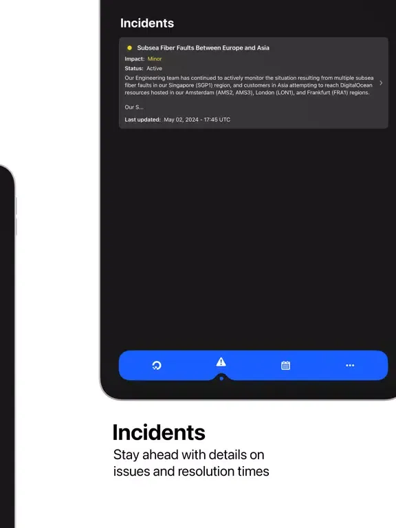 Capturas de tela do Status for DigitalOcean iPad 