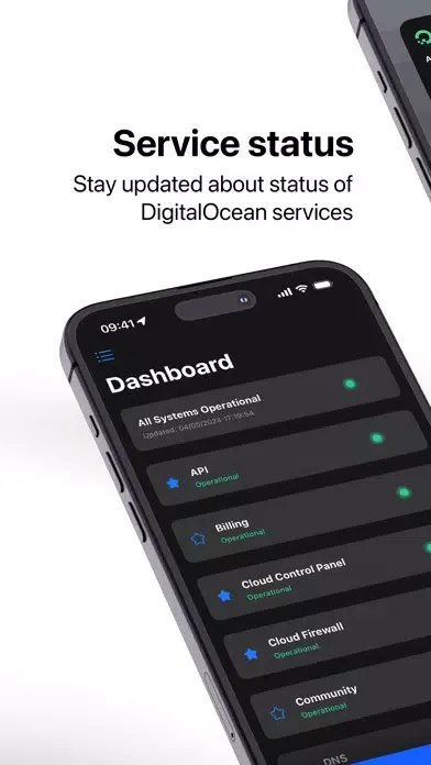 Capturas de tela do Status for DigitalOcean