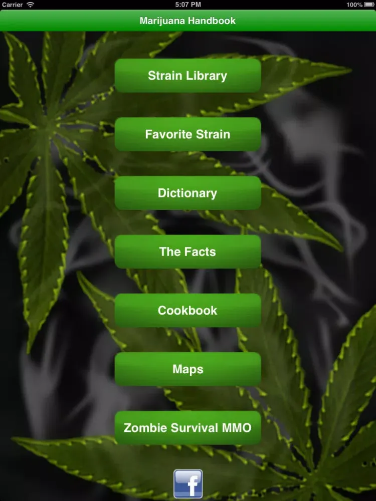 Screenshot di Marijuana Handbook Lite HD - The Ultimate Medical Cannabis Guide With The Best of Edible, Ganja Strains, Weed Facts, Bud Slang and More! iPad 