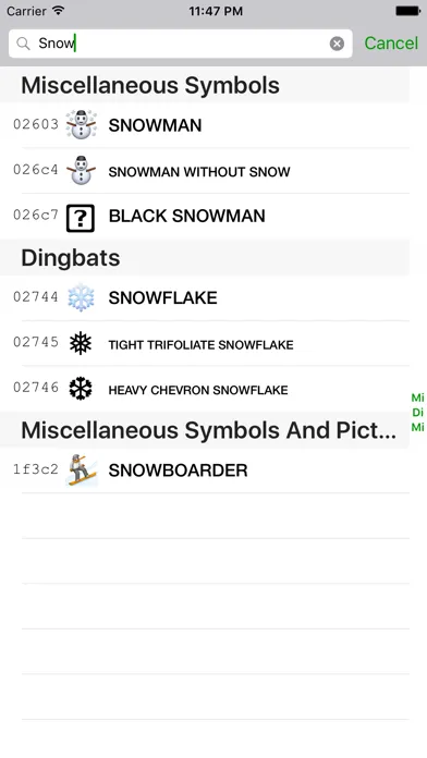 Screenshot di Unicode Character Viewer