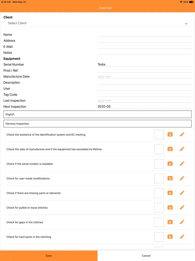 Ảnh chụp màn hình của Inspector iPad 