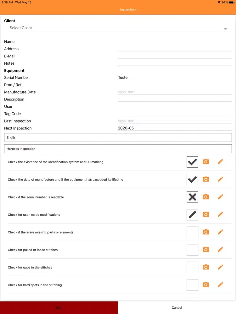 Ảnh chụp màn hình của Inspector iPad 