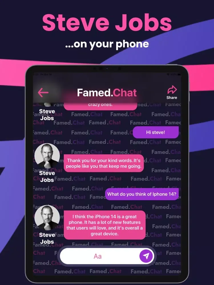 Famed.Chat: AI Celebrity Chat iPad  سکرین شاٹس