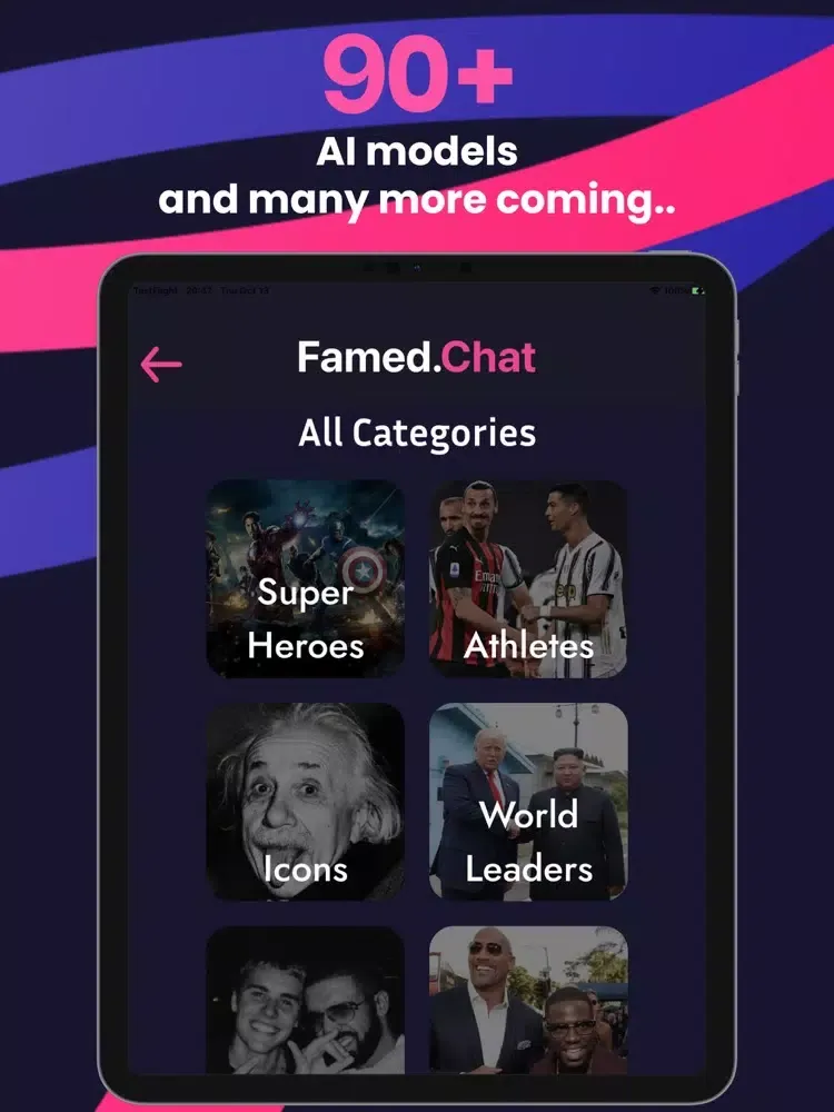 Famed.Chat: AI Celebrity Chat iPad  سکرین شاٹس