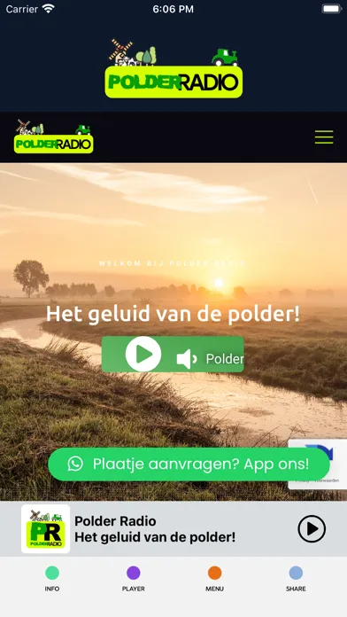 Capturas de tela do Polder Radio
