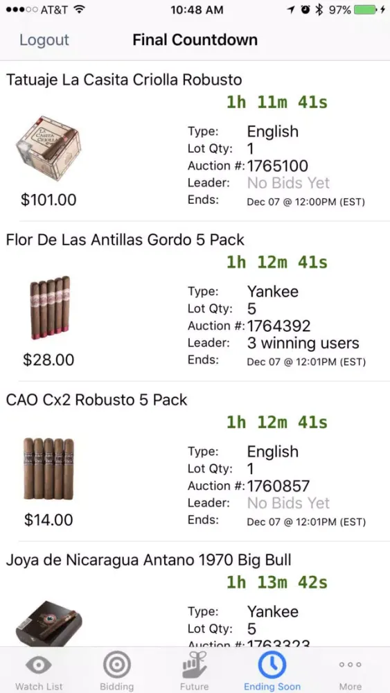 Cigar Auctioneer Bid Buddy Ekran Görüntüleri