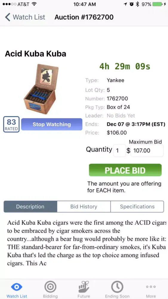 Cigar Auctioneer Bid Buddy Ekran Görüntüleri