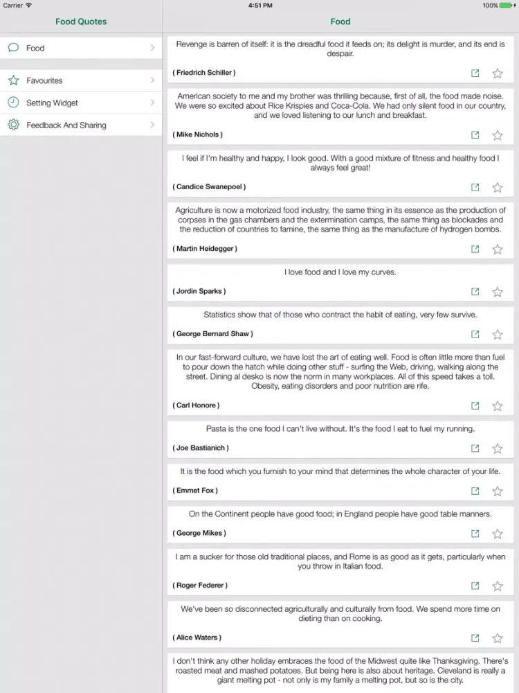 Capturas de pantalla de Best Food Quotes iPad 