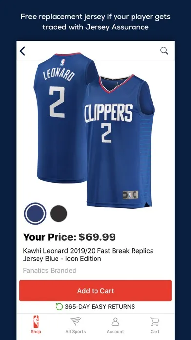 Captures d'écran de Fanatics NBA Shop