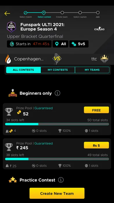 Screenshot di FanClash Esports Fantasy App