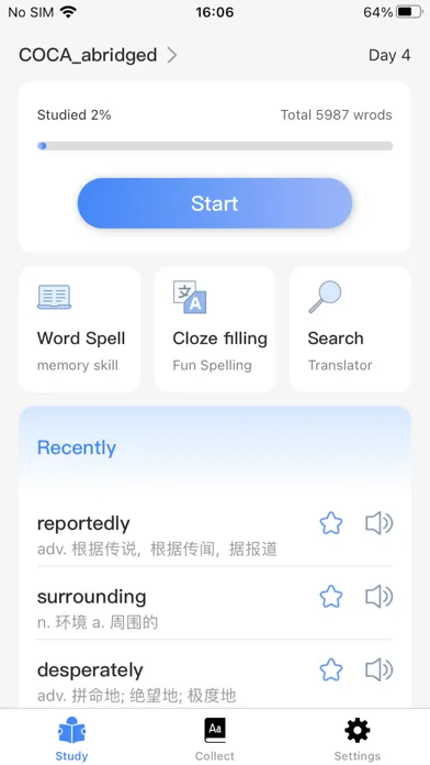 Zrzuty ekranu Vocabulary Book-Words in Table