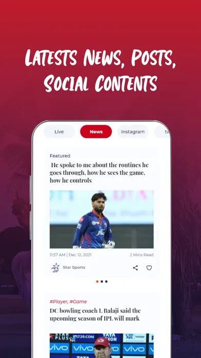 Delhi T20 Cricket Fan App Ekran Görüntüleri
