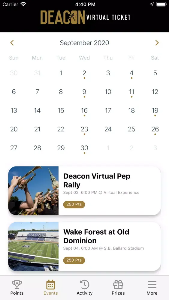 Deacon Virtual Ticket Fan Hub Screenshots