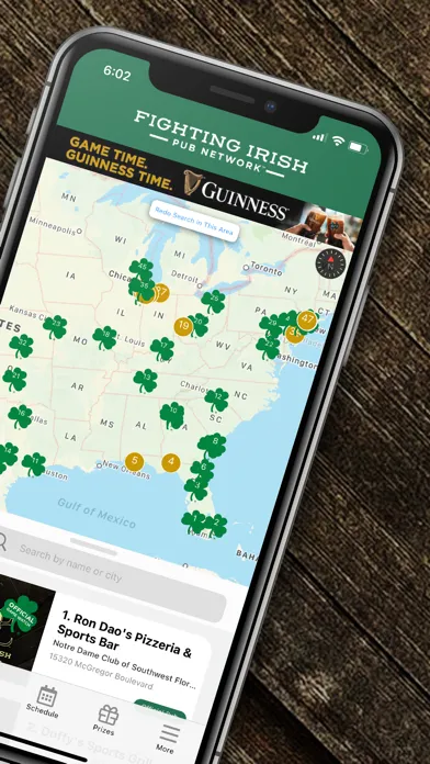 Capturas de tela do Fighting Irish Pub Network